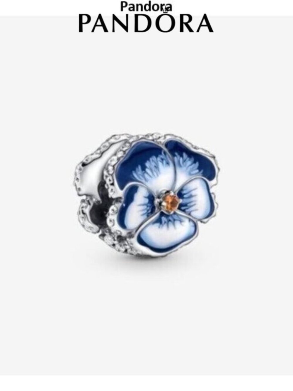 Pandora Blue Pansy Flower Charm